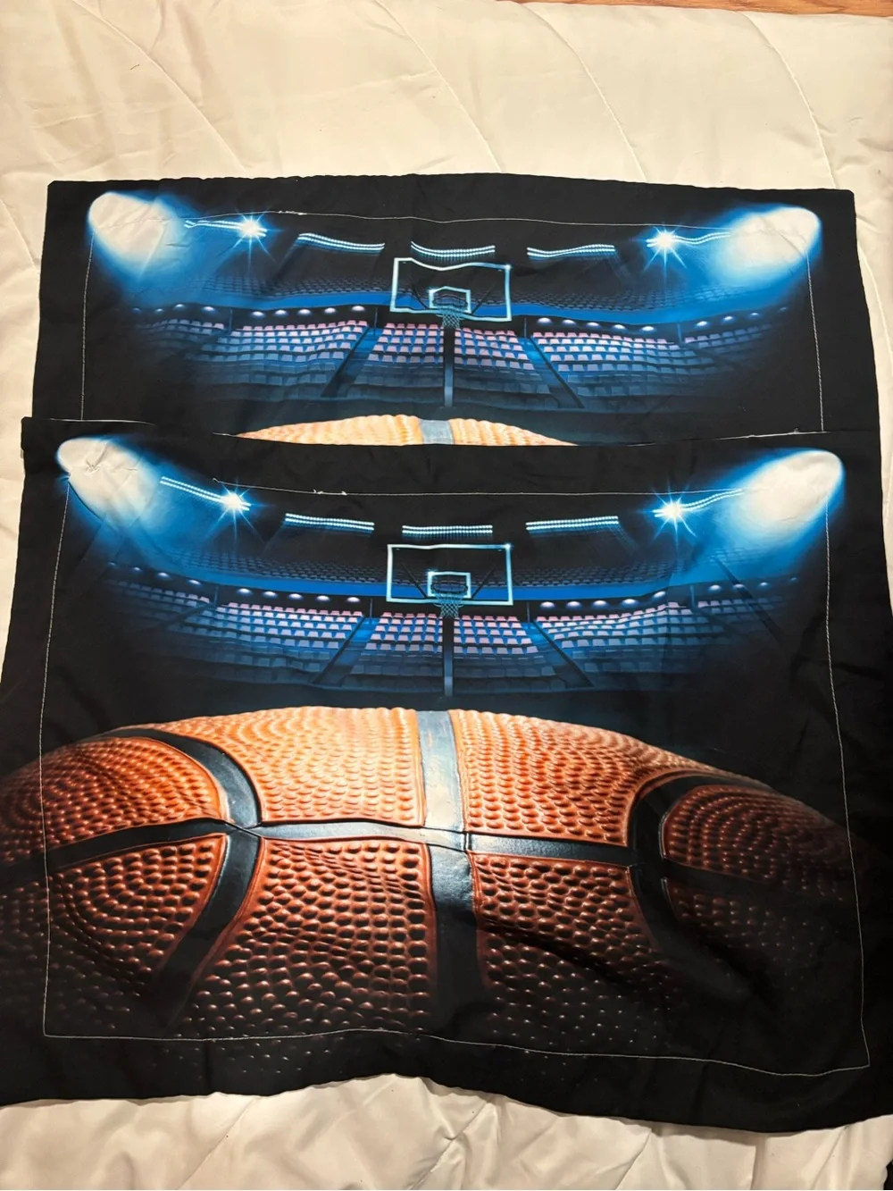 Set of 2 Basketball Print Pillow cases shams - Black & Orange Standard size